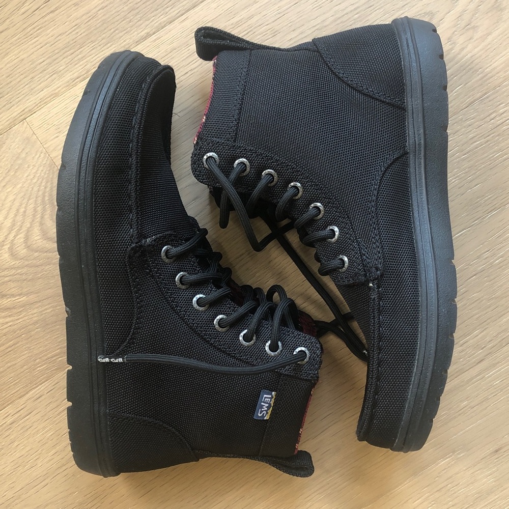 LEMS Boulder Boot Black Nylon (VEGAN) Minimalist Hiking Women 7.5-8 / Men 6.5